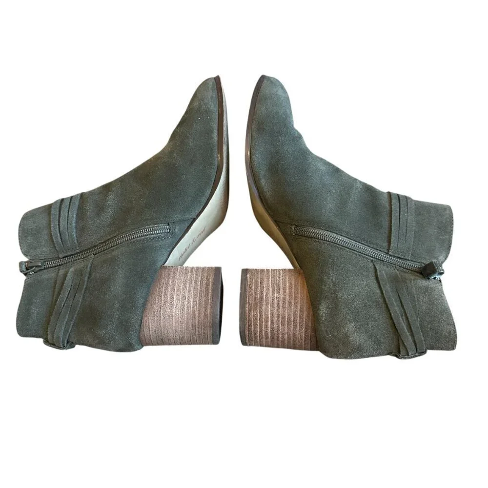 Violet & Red Jenna Leather Ankle Booties Suede Heeled Boots Size 9.5 Women's
